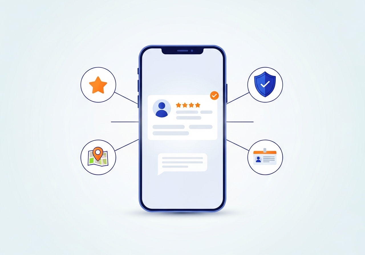 An AI assistant recommending a business based on its reviews, trust signals, local relevance, and consistent business details