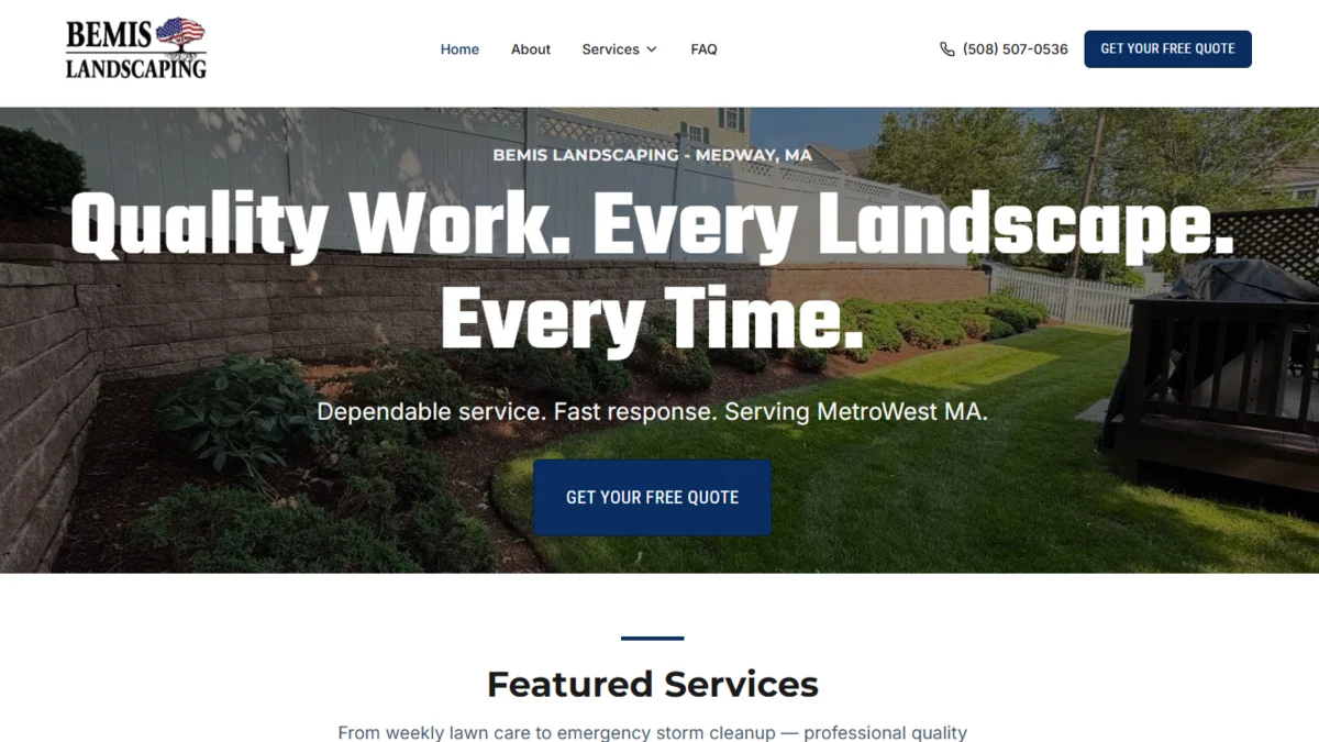 Bemis Landscaping website