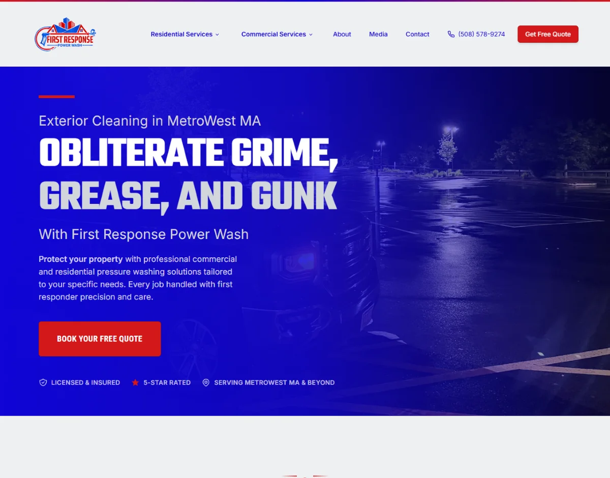 First Response Power Wash website