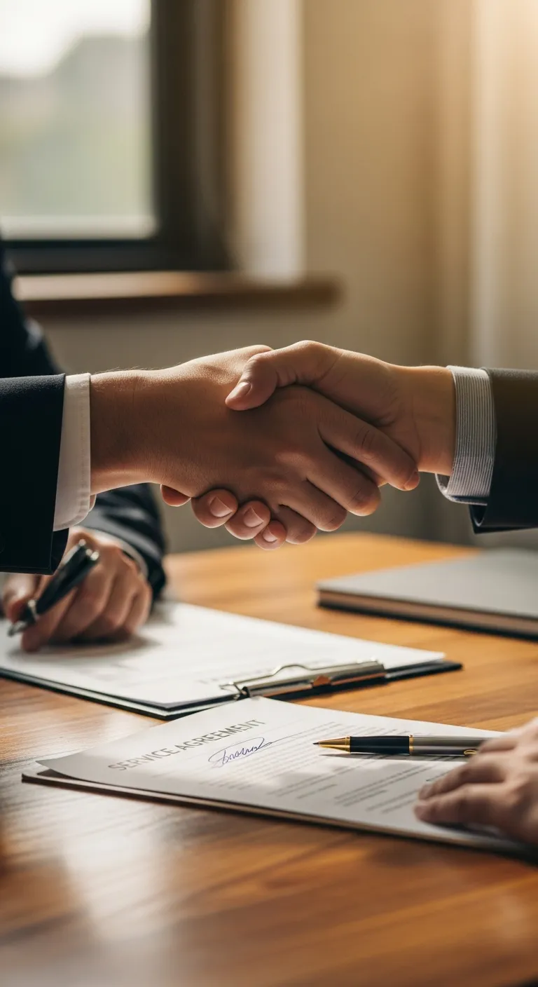 Business handshake closing a commercial contract