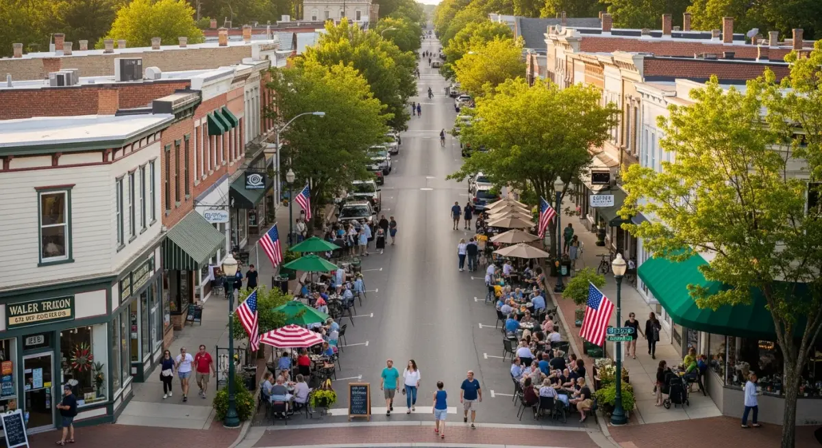 Vibrant small town Main Street community